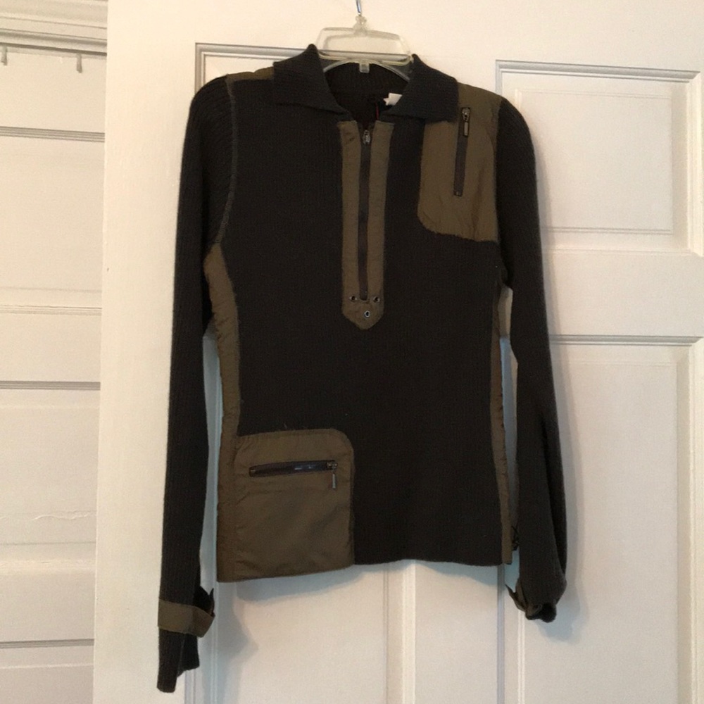 Ana nonza army green sweater with zipper details